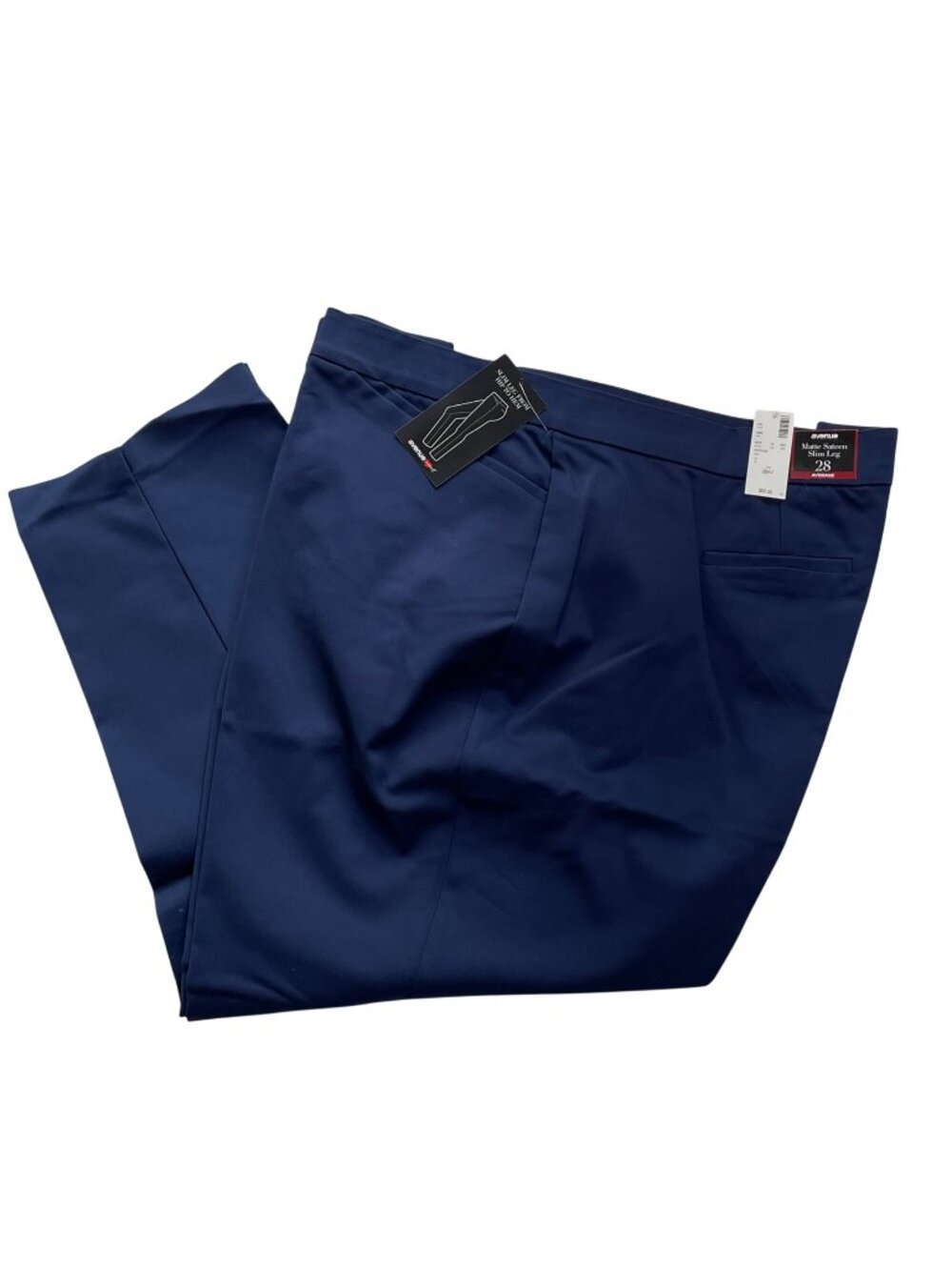 Avenue Matte Sateen Slim Leg Pants Plus Size 28 AVG Blue Womens Average Fit u